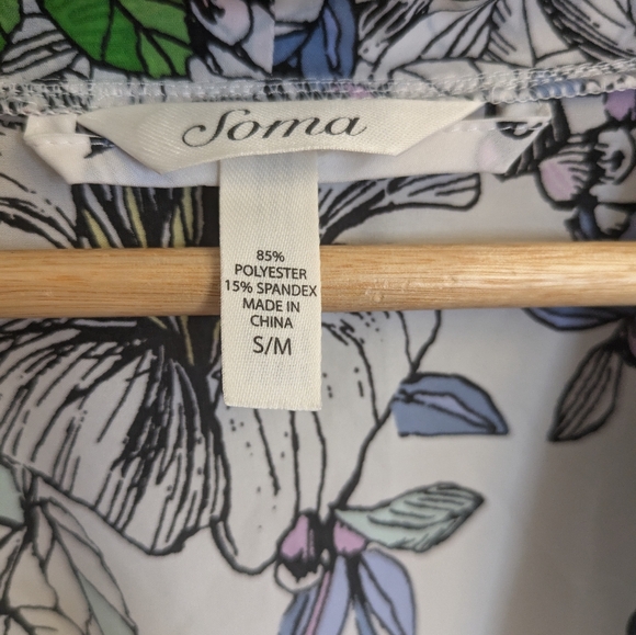 Soma Floral Satin Robe Size S/M - Picture 4 of 5